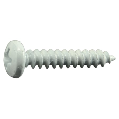 Sheet Metal Screw, #10 X 1 In, White Steel Pan Head Phillips Drive, 30 PK